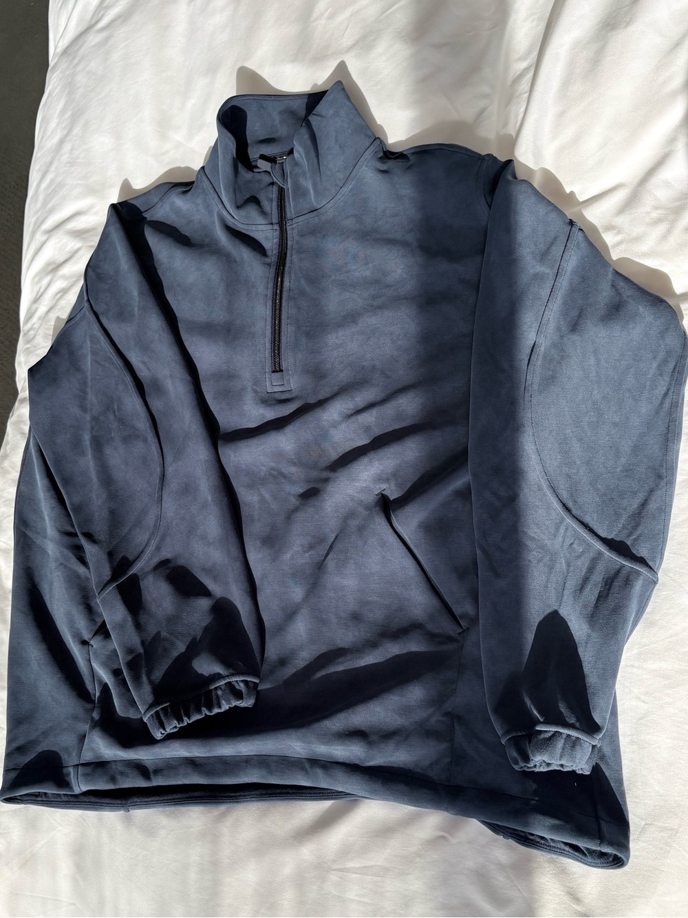 NWOT Lululemon Softstreme Half-Zip Long oversized size large in true navy - Picture 5 of 6